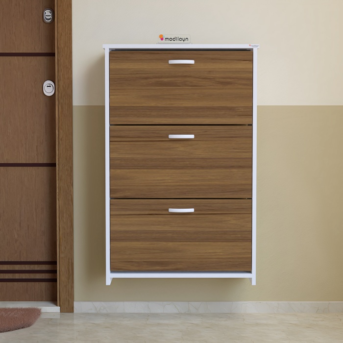  Mihra 72 X 112 X 25,5 Cm Düşer Kapaklı 3 Katlı Ayakkabılık -ceviz