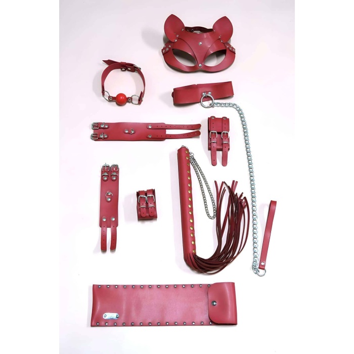 Kırbaç Kelepçe Set, 6ı Set, Ayak - El Kelepçesi, Maske, Ağız Topu - Brf1308