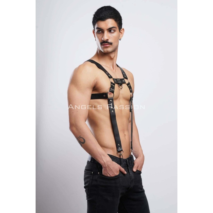 Erkek Göğüs Harness, Erkek Deri Pantolon Askısı, Erkek Clubwear - Brfm23