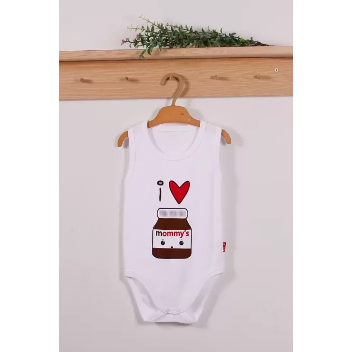 Mommys Cikolata Desenli Askılı Unisex Body