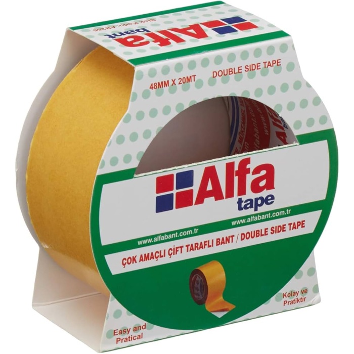 ALFA KUTULU ÇİFT TARAFLI BANT 48mm x 20mt