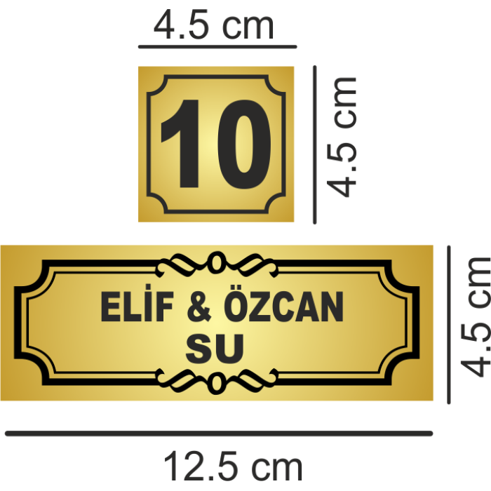 Kapı İsimliği Klasik Ev Dış Kapı İsimliği Çelik Kapı İsimliği Gold01