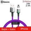 Baseus Zinc Magnetic Usb Kablo Şarj İPhone 11-7-8-XS-XR Başlık 2.4A 1Metre