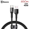 Baseus halo USB Type-C 40W Flash Şarj 0.50CM Kısa USB Şarj Kablosu