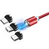 Universal 1M Magnetic-Mıknatıslı Usb Şarj Kablosu 3 Başlık iPhone+Type-C+Micro