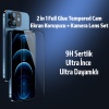 İPhone 12 6.1 2İN1 Full Glue Tempered Cam Ekran Koruyucu +Kamera Lens Set