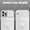 iPhone 12 Pro Max Kılıf Sürgülü Kamera Lens Korumalı Yüzük Standlı Silikon Kılıf