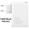 Baseus GaN2 Pro 100W PD 2C+2U Quick Charger Macbook Ultra Hızlı Şarj Aleti +100w PD Kablo