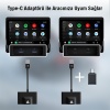 USB+Type-C Adaptör Android Kablosuz Carplay Adaptör Çevirici