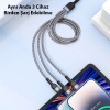 Duzzona A3 3in1 Type-C + iPhone Lightning + Micro USB 3A Hızlı Şarj Kablosu 1.3m