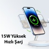 Duzzona W9 15W 3in1 iPhone-Apple Watch-Airpods Uyumlu Kablosuz Şarj Cihazı