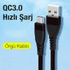 Universal QC3.0 USB To Type-c Hızlı Şarj Kablosu