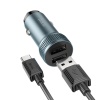 HOCO Z49 Çift USB Girişli Araç Şarj Başlık + USB To Type-C Kablo