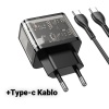 HOCO N34 PD20W USB+Type-C + Type-C Kablo Hızlı Şarj Adaptör Seti