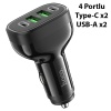 Hoco NZ11 PD72W 4 Portlu USB + Type-C Hızlı Şarj Araç Çakmaklı Şarj Aleti