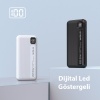 WOLG Q52 22.5W 20000 mAh Dijital Göstergeli Lightning & Type-C Kablolu Hızlı Şarj Powerbank