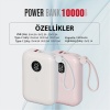 WOLG V36 22.5W 10000 mAh Dijital Göstergeli Lightning & Type-C Kablolu Hızlı Şarj Powerbank