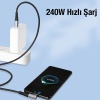 Universal 240W Type-C To Type-C Yatay Laptop-Telefon Hızlı Data ve Şarj Kablosu