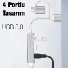 Universal A-806 4in1 Type-C + USB Girişli USB 3.0 Çoğaltıcı Hub Adaptör Çevirici