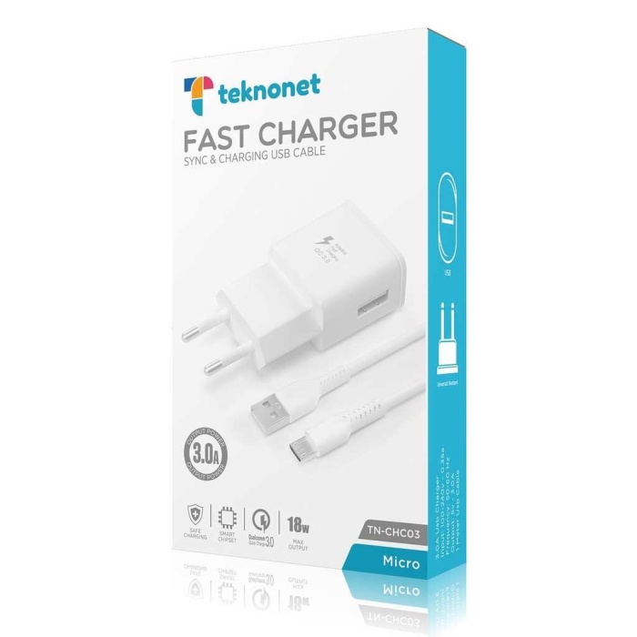 Teknonet TN-CHC03 3000 mAh Şarj Aleti + Micro USB Kablo