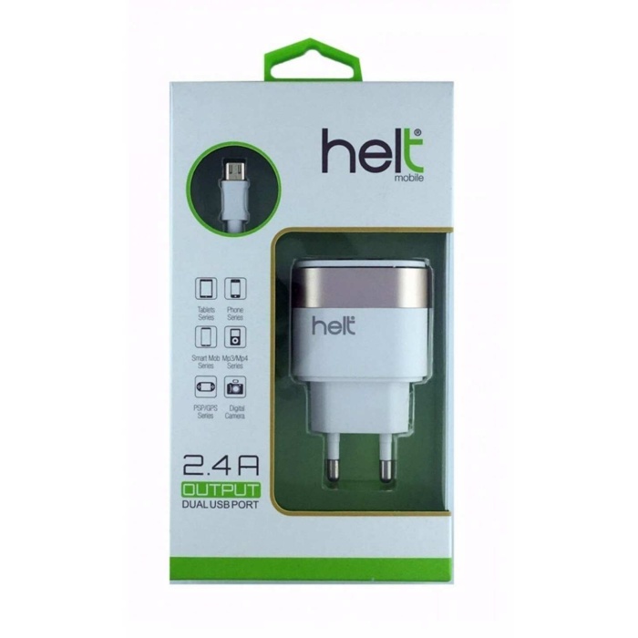 Helt HT-12 2 Çıkışlı 2400 mAh Ev Tipi Şarj Cihazı+Micro USB Kablo