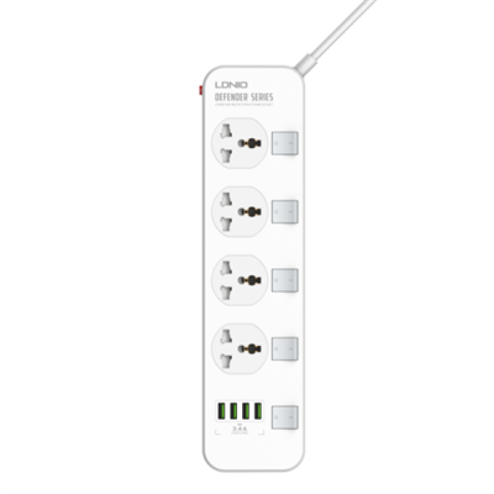 LDNIO SC4408 25W 4 USB Şarj İstasyonu 2500W Akım Korumalı 4lü Akıllı Priz