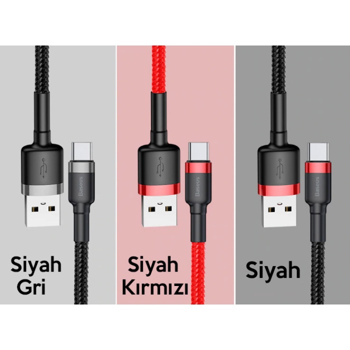 Baseus Cafule Usb Type C  0.50CM 3.0A Hızlı Şarj Halat Usb Kablo