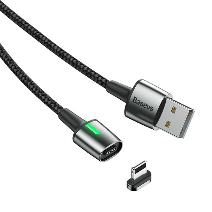 Baseus Zinc Magnetic Usb Kablo Şarj İPhone 11-7-8-XS-XR Başlık 2.4A 1Metre