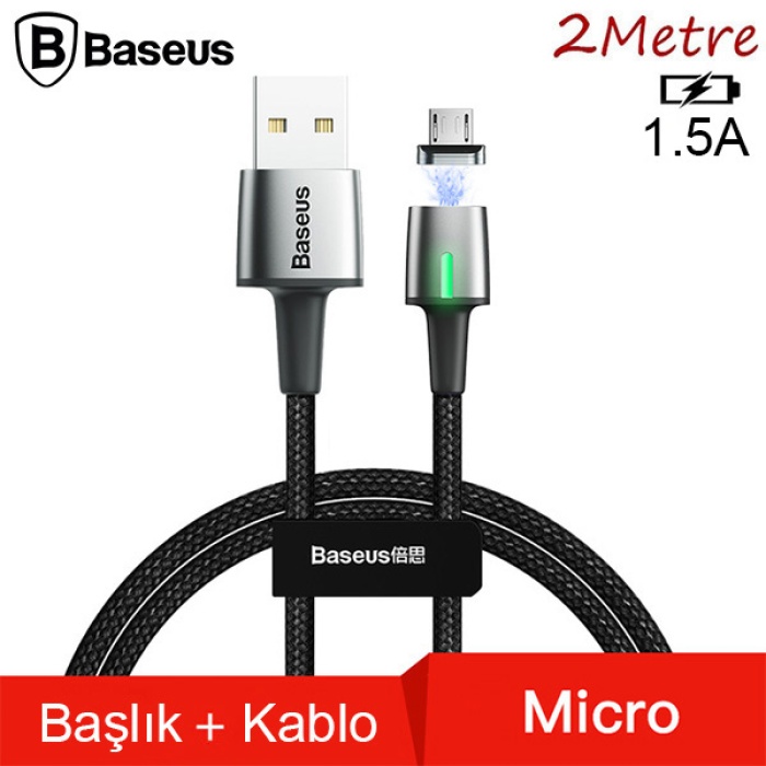Baseus Zinc Magnetic Usb Kablo Şarj Android Mikro Başlık 2Metre 1.5A