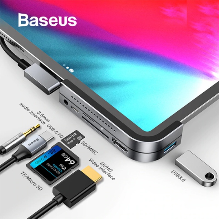 BASEUS Bend Angle No.7 HDMİ USB 3.0 USB 6in1 USB TYPE C Adaptör