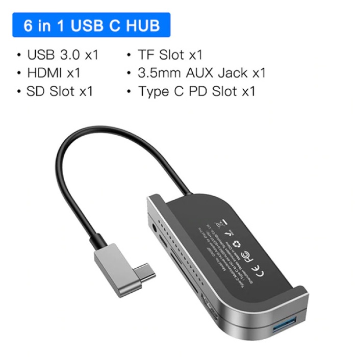 BASEUS Bend Angle No.7 HDMİ USB 3.0 USB 6in1 USB TYPE C Adaptör