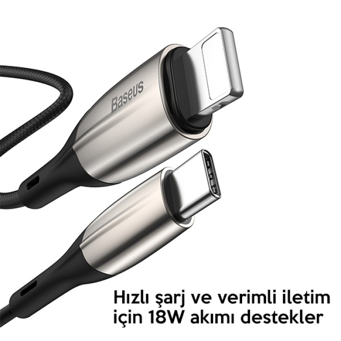 Baseus Horizontal USB Type-C PD18W iPhone 12-11 PRO,XR XS MAX  Hızlı Şarj Kablo 1Metre