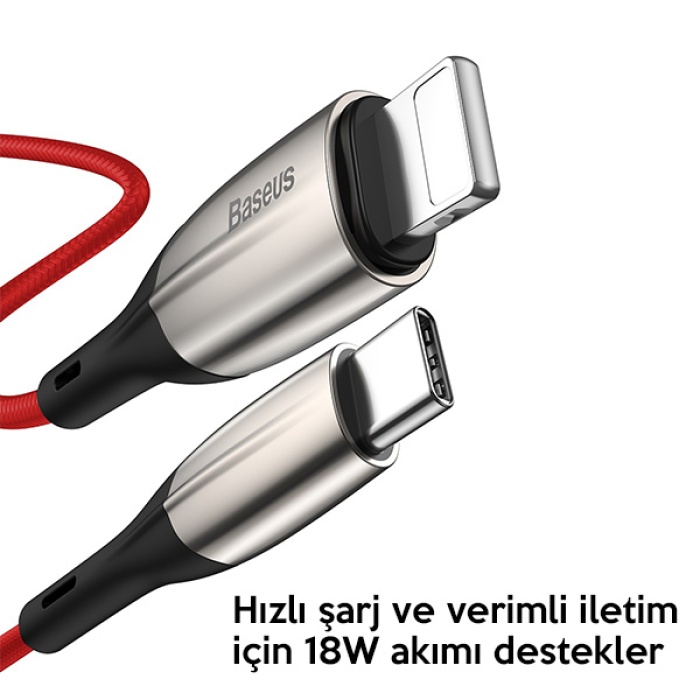 Baseus Horizontal USB Type-C PD18W iPhone 12-11 PRO,XR XS MAX  Hızlı Şarj Kablo 1Metre