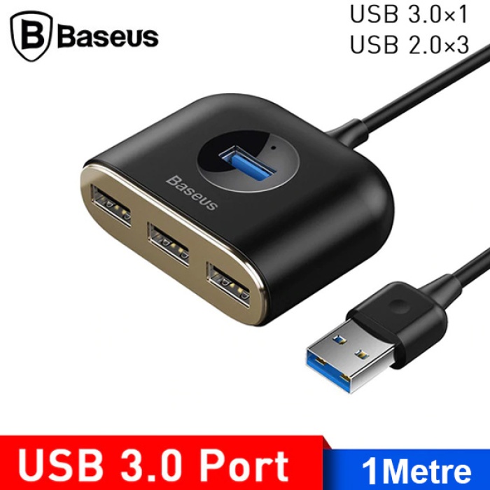 Baseus Square round 4in1 USB HUB Adaptör (USB3.0 TO USB3.0*1+USB2.0*3) 1m