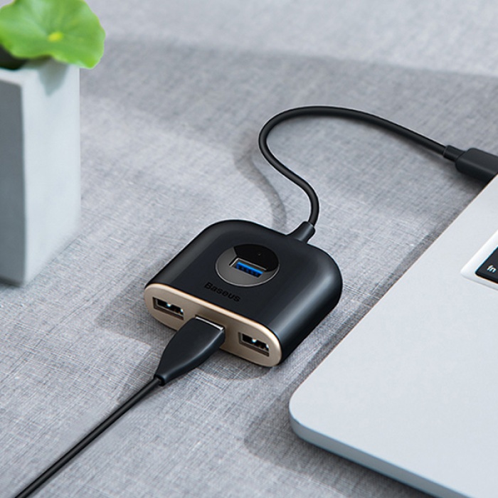 Baseus Square round 4in1 USB HUB Adaptör (USB3.0 TO USB3.0*1+USB2.0*3) 1m