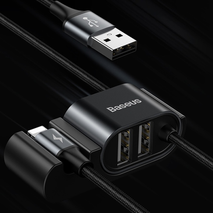 Baseus İPhone Usb Kablo+ Araba Arka Koltuk Çift Usb Çoğaltıcı-Special Data Cable for Backsea