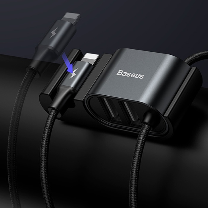 Baseus İPhone Usb Kablo+ Araba Arka Koltuk Çift Usb Çoğaltıcı-Special Data Cable for Backsea