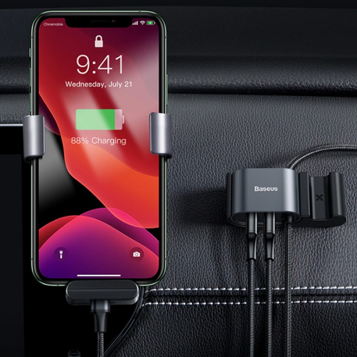 Baseus İPhone Usb Kablo+ Araba Arka Koltuk Çift Usb Çoğaltıcı-Special Data Cable for Backsea