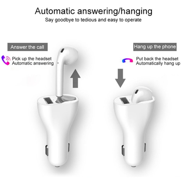 Ally 2in1 Arada Araç Şarj Adaptörü+ Bluetooth Kulaklık Headset