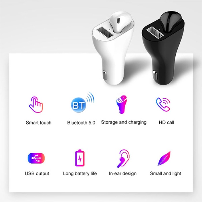 Ally 2in1 Arada Araç Şarj Adaptörü+ Bluetooth Kulaklık Headset