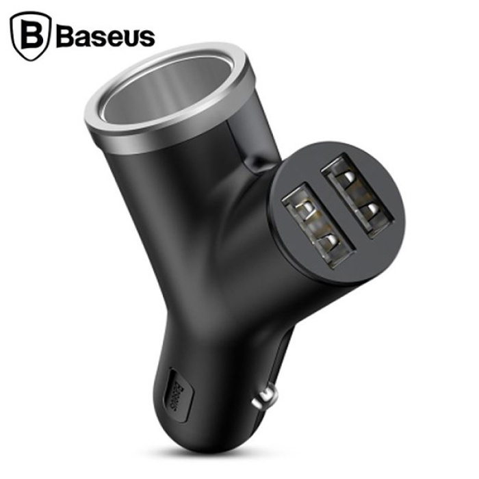 Baseus Y type Çift USB+Araba Çakmaklık Şarj Cihazı