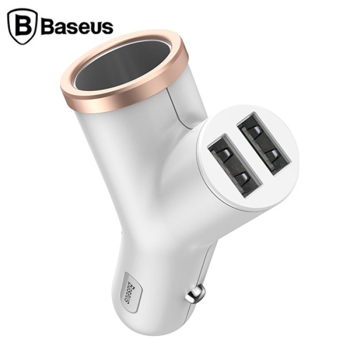 Baseus Y type Çift USB+Araba Çakmaklık Şarj Cihazı