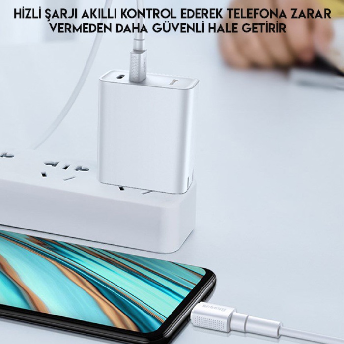 Baseus Mini White Micro USB 4A OPPO VIVO Dash Usb Şarj Kablosu 1Metre