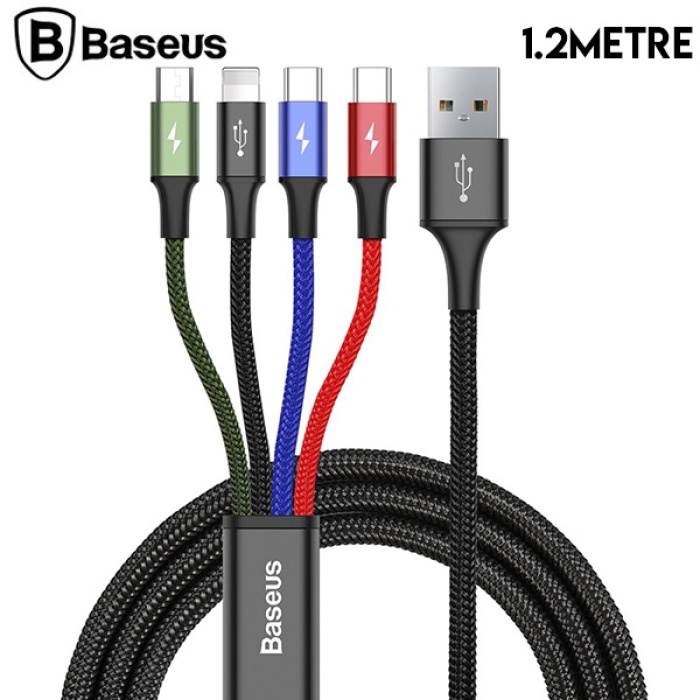 Baseus Rapid Serisi 3.5A 4in1 Lightning. Micro Usb 2X Type C Hızlı Şarj Kablosu 1.2 Metre CA1T4-B01