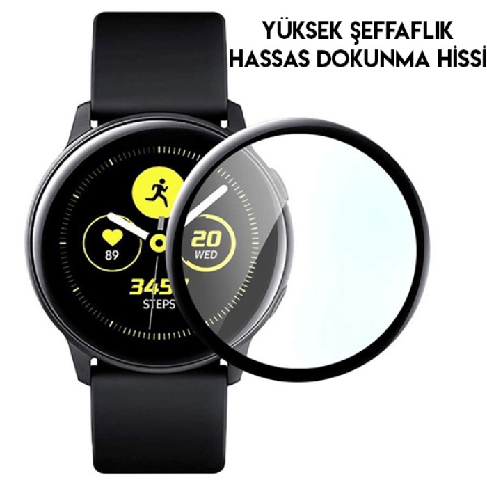 GOR Galaxy Watch Active 2 40mm 3D kavisli Nano Glass Ekran Koruyucu 2 Adet Set