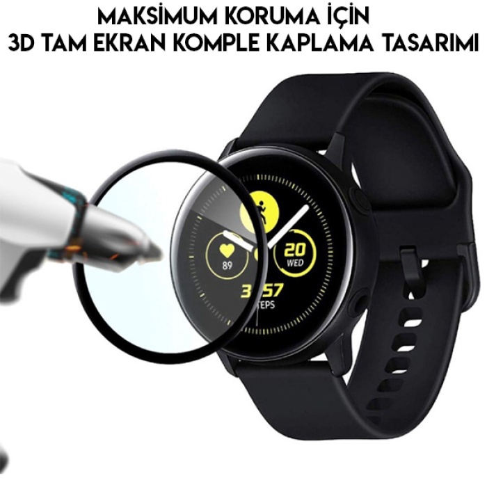 GOR Galaxy Watch Active 2 44mm 3D kavisli Nano Glass Ekran Koruyucu 2 Adet Set