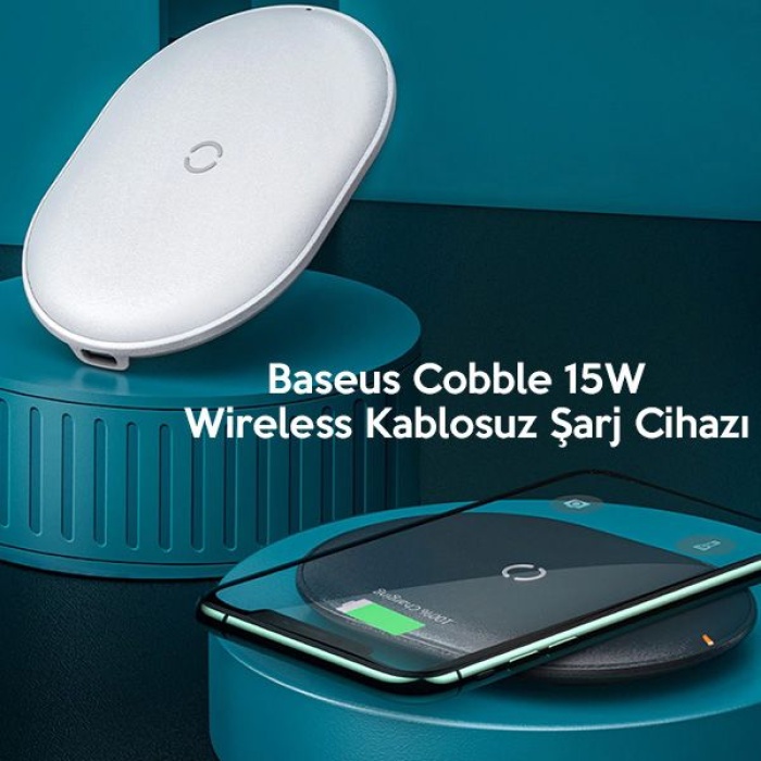 Baseus Cobble 15W wireless Kablosuz Şarj Cihazı İPhone 12-11,XS MAX XR 8