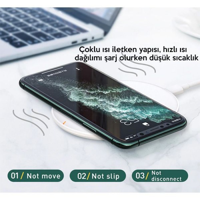 Baseus Cobble 15W wireless Kablosuz Şarj Cihazı İPhone 12-11,XS MAX XR 8