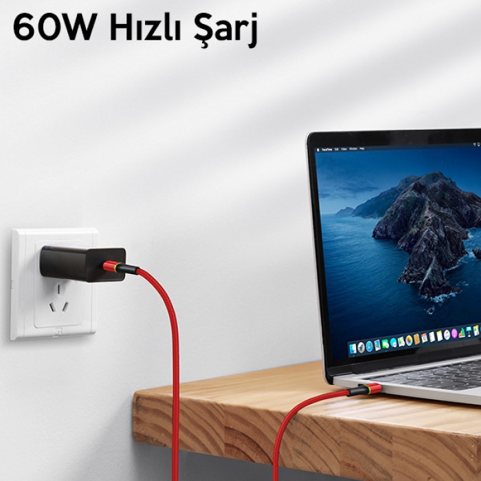 Baseus halo data cable hızlı Şarj Usb Type-C PD2.0 60W (20V 3A) 1metre