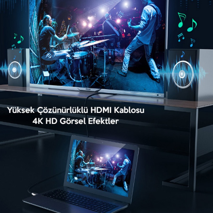 Baseus Horizontal HDMi 2.0 Kablo 4KHDMI to 4KHDMİ Kablosu 2Metre